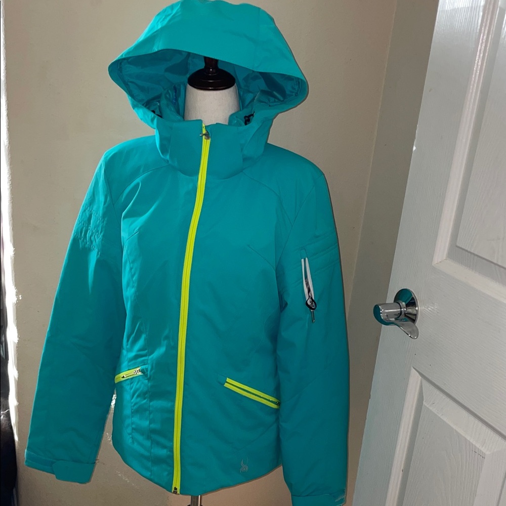 Spider Ladies Teal Winter Jacket with Yellow Accents